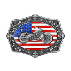 BC0029 BOBIJOO Jewelry Belt buckle Motorcycle USA Flag Skull Biker