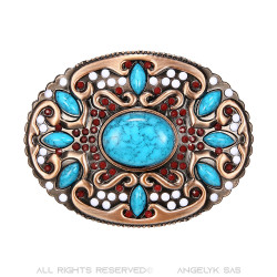 BC0045 BOBIJOO Jewelry Belt buckle Oval Turquoise Bronze