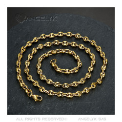COH0021 BOBIJOO Jewelry High quality steel and gold coffee bean chain