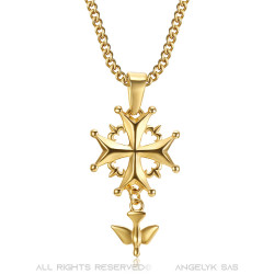 PEF0062 BOBIJOO Jewelry Cross Pendant Huguenot Protestant Woman Child Gold