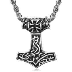 PE0281 BOBIJOO Jewelry Pendant Necklace Thor's Hammer Mjöllnir Symbol Viking Templar