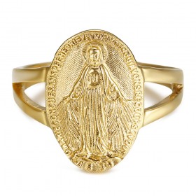 Bague Cintrée Vierge Médaille Miraculeuse 1830 Acier Or bobijoo