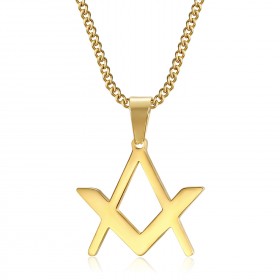 PE0297 BOBIJOO Jewelry Discreet Freemasonry Pendant Compass Square Gold