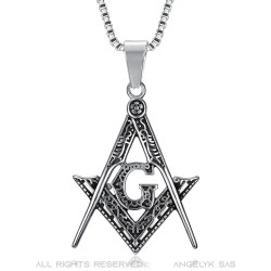 PE0001 BOBIJOO Jewelry Pendant Necklace Freemasonry Steel Silver