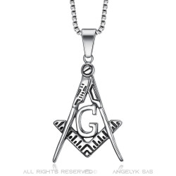 PE0002 BOBIJOO Jewelry Pendant Necklace Freemason Classic Steel