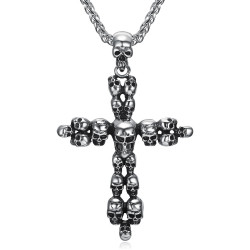 PE0063 BOBIJOO Jewelry Latin Cross Pendant Skull Biker Triker Silver
