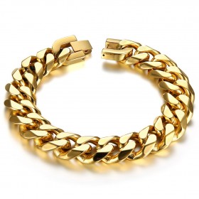 BR0163 BOBIJOO Jewelry Curb chain man big link 15mm Steel Gold