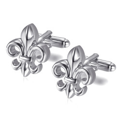 BM0025S BOBIJOO Jewelry Fleur-de-Lys Silver Cufflinks