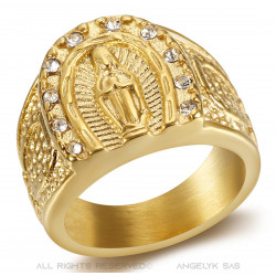 BA0272 BOBIJOO Jewelry Ring Signet Ring Camargue Horseshoe Virgin Steel Gold