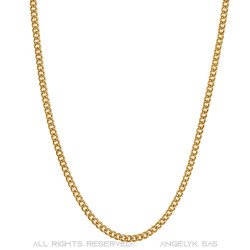 COH0028 BOBIJOO Jewelry Chain Necklace Cuban Mesh 2mm 45cm Steel Gold