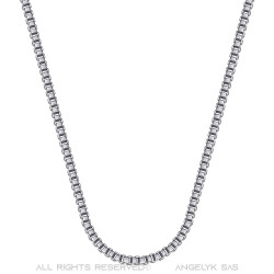 COH0029S BOBIJOO Jewelry Necklace Chain Venetian Mesh 2mm 55cm Steel Silver