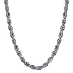 COH0031S BOBIJOO Jewelry Chain Necklace Twisted Mesh Rope 5mm 55cm Steel Silver