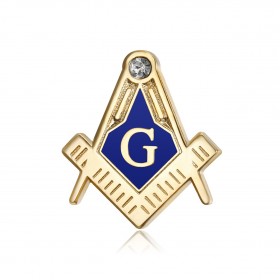 PIN0008 BOBIJOO JEWELRY Freemason pins G Square Compass Blue Gold Rhinestone