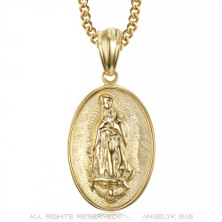 PE0106 BOBIJOO Jewelry La imposición de Colgante de Acero de Oro de Nuestra Señora de Lourdes