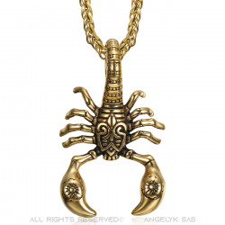 PE0111 BOBIJOO Jewelry Colgante de Escorpio Hombre de Acero de Oro Fleur-de-Lys