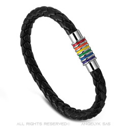 BR0019 BOBIJOO Jewelry Bracelet Braided Leather Gay Pride