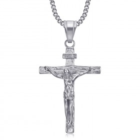 PE0006S BOBIJOO Jewelry Pendant Necklace Jesus Christ Cross 316L Steel Gold