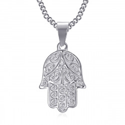 PEF0055S BOBIJOO Jewelry Hand of fatma necklace Stainless steel with chain 55cm