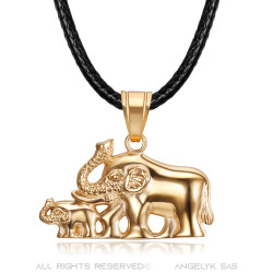 PEF0068 BOBIJOO Jewelry Collar elefante Mujer Colgante acero oro rosa Familia