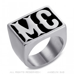 BA0159 BOBIJOO Jewelry Signet Ring Biker MC Rectangle Stainless Steel