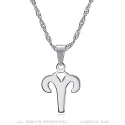 Collier signe astrologique en acier inoxydable argenté bobijoo
