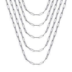 COH0035S BOBIJOO Jewelry Horse mesh 4mm Silver steel trombone chain