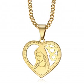 PEF0008 BOBIJOO Jewelry Ciondolo Cuore Vergine Maria Collana Donna Acciaio Oro
