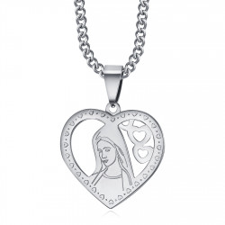 PEF0008S BOBIJOO Jewelry Colgante Corazón Virgen María Collar Mujer Acero Plata