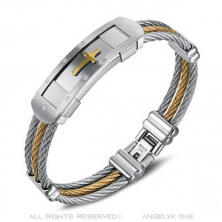 BR0139 BOBIJOO Jewelry Bracelet Cable Cross Stainless Steel Golden Silver