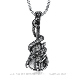 PE0072 BOBIJOO Jewelry Colgante Guitarra eléctrica Rock Snake Biker
