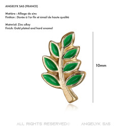 Pins Branche d'Acacia Franc-Maçon Doré à l'Or Fin Vert  IM#19962