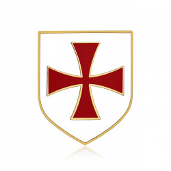 Pino Escudo Templario De Caballero De La Cruz Blanca Pattee Rojo  IM#19994