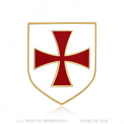 Kiefern-Schild-Templer-Ritter Weiß-Kreuz Pattée Rot  IM#19995