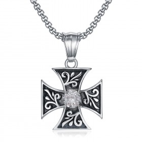 PE0231 BOBIJOO Jewelry Pendant Templar Cross Pattée Diamond Knight