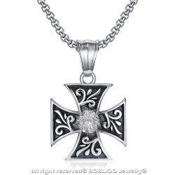 Pendentif Templier Croix Pattée Diamant Chevalier bobijoo