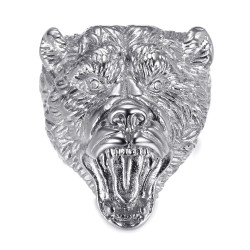 BA0395S BOBIJOO Jewelry Bear ring Signet ring man Steel Diamonds