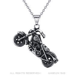 PE0049 BOBIJOO Jewelry Colgante de calavera con flor de lis de motociclista