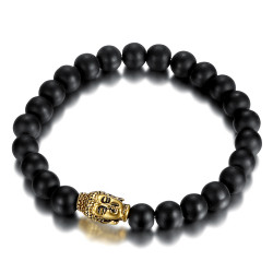 BR0040 BOBIJOO Jewelry Bracelet, Stone Eye Tiger Head Buddha Silver