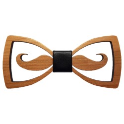 NP0065 Gaston et Ferdinand Openwork Mustache Wood Bow Tie