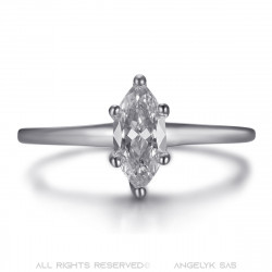 BAF0055S BOBIJOO Jewelry Marquise ring, discreet stainless steel jewel