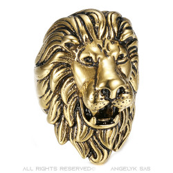 BA0396 BOBIJOO Jewelry Vintage gold and black lion ring, huge jewel