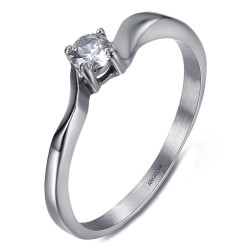 BAF0057 BOBIJOO Jewelry Solitaire ring 4 claws Engagement Stainless steel