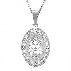 Médaille Sainte Sara Argenté Diamants Saintes Maries de la Mer bobijoo