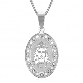 PEF0070S BOBIJOO Jewelry Saint Sara Medal Silver Diamonds Saintes Maries de la Mer