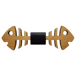 NP0022 BOBIJOO Jewelry Bow Tie Wood Double Fish Maple