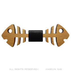 NP0022 BOBIJOO Jewelry Bow Tie Wood Double Fish Maple