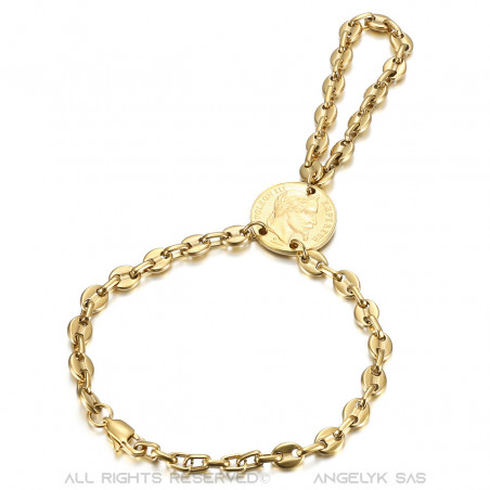 BR0295 BOBIJOO Jewelry Passa Mano Bracelet Ring Coffee Bean Napoleon Gold