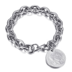 BR0296S BOBIJOO Jewelry Tiffany Napoleon style alternating mesh charm bracelet Silver