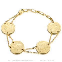 BR0298 BOBIJOO Jewelry Louis d'or bracelet 4 pieces Napoleon Gold