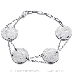 BR0298S BOBIJOO Jewelry Louis d'or bracelet 4 pieces Napoleon Silver